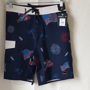 - O’Neill big boys Americana Fireworks board shorts. NWT size 14